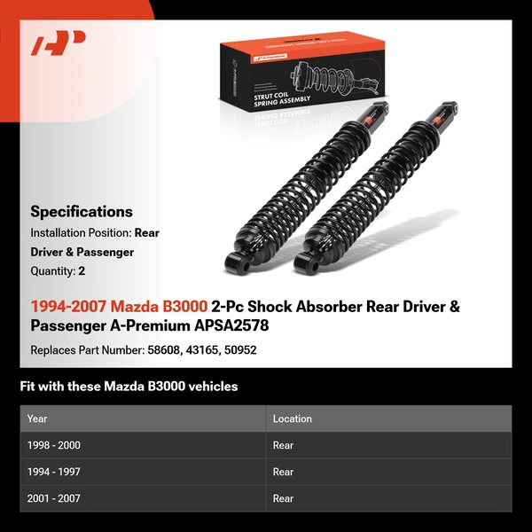 1994-2007 Mazda B3000 2-Pc Shock Absorber Rear Driver & Passenger A-Premium APSA2578