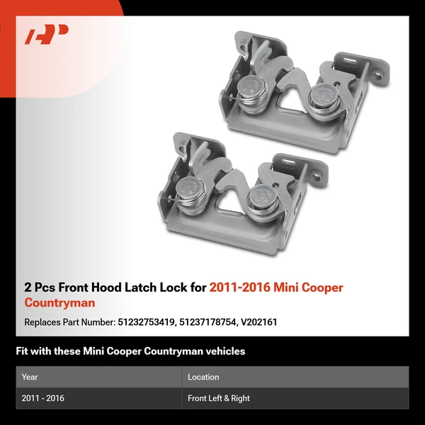 2 Pcs Front Hood Latch Lock for 2011-2016 Mini Cooper Countryman
