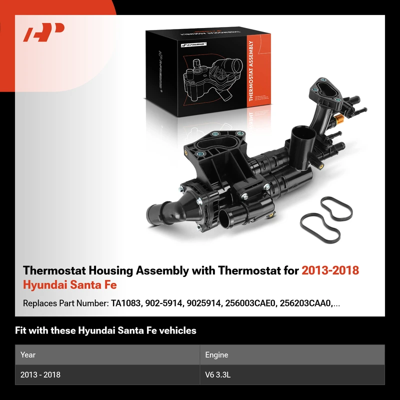 Thermostat Housing Assembly with Thermostat for 2013-2018 Hyundai Santa Fe