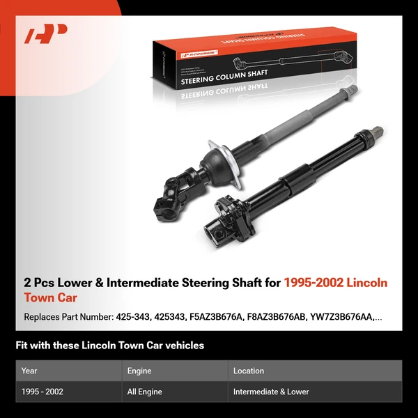 2 Pcs Lower & Intermediate Steering Shaft for 1995-2002 Lincoln Town Car