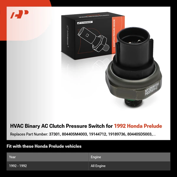 HVAC Binary AC Clutch Pressure Switch for 1992 Honda Prelude