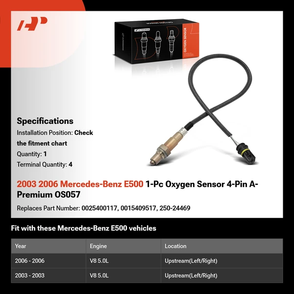 2003 2006 Mercedes-Benz E500 1-Pc Oxygen Sensor 4-Pin A-Premium OS057