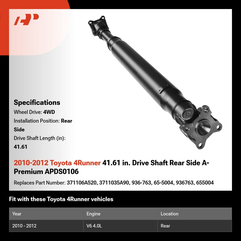 2010-2012 Toyota 4Runner 41.61 in. Drive Shaft Rear Side A-Premium APDS0106