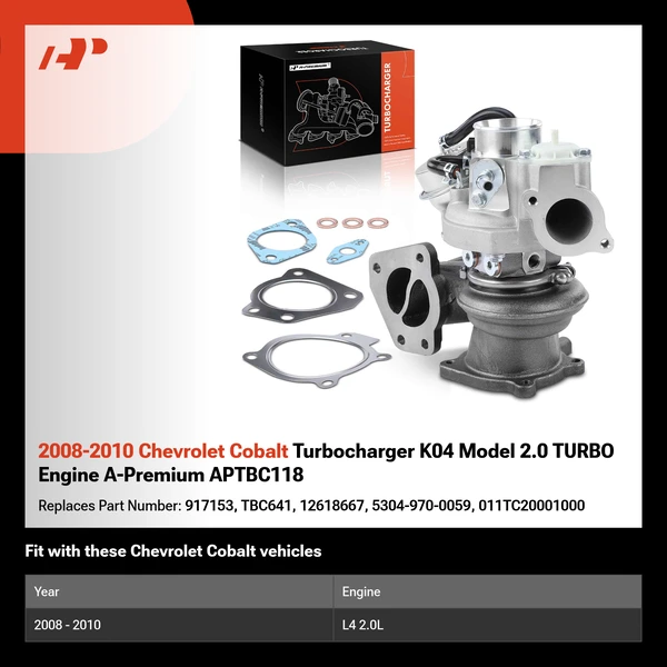 2008-2010 Chevrolet Cobalt Turbocharger K04 Model 2.0 TURBO Engine A-Premium APTBC118