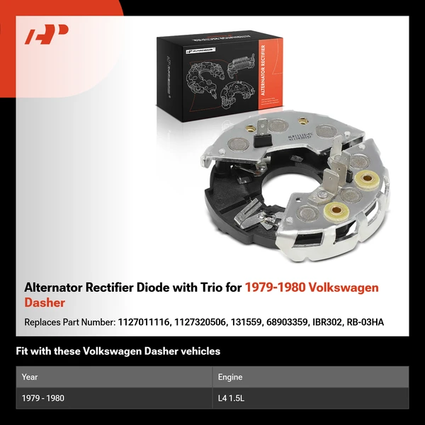 Alternator Rectifier Diode with Trio for 1979-1980 Volkswagen Dasher
