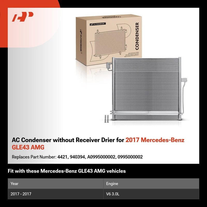 AC Condenser without Receiver Drier for 2017 Mercedes-Benz GLE43 AMG