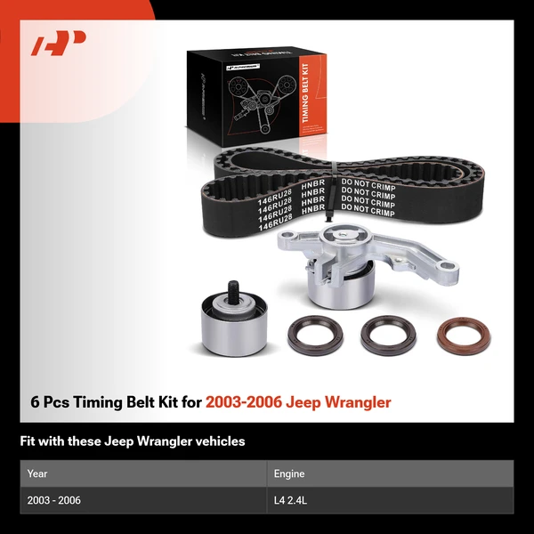 6 Pcs Timing Belt Kit for 2003-2006 Jeep Wrangler