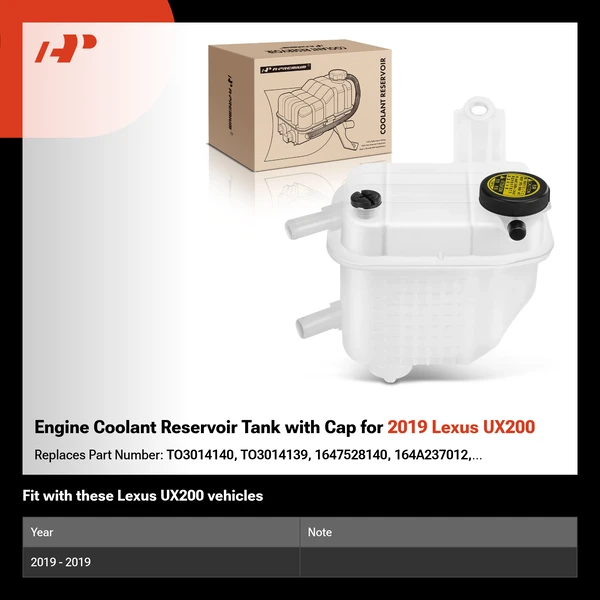 Engine Coolant Reservoir Tank with Cap for 2019 Lexus UX200