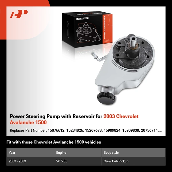 Power Steering Pump with Reservoir for 2003 Chevrolet Avalanche 1500