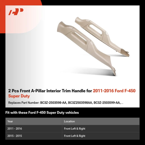 2 Pcs Front A-Pillar Interior Trim Handle for 2011-2016 Ford F-450 Super Duty