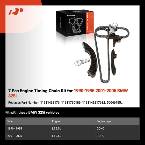 7 Pcs Engine Timing Chain Kit for 1990-1995 2001-2005 BMW 325i