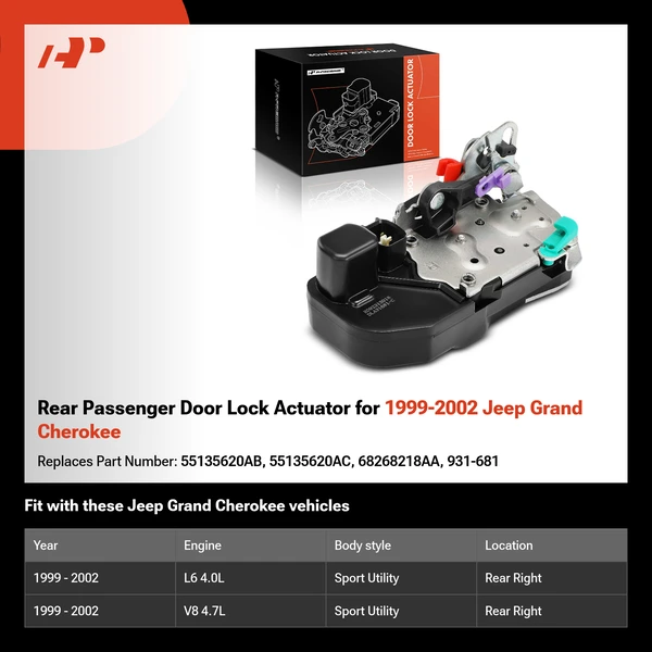 Rear Passenger Door Lock Actuator for 1999-2002 Jeep Grand Cherokee