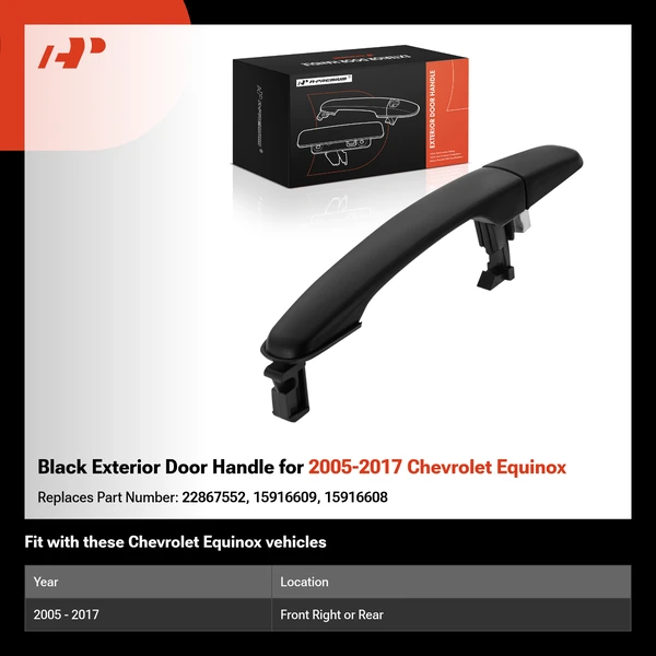 Black Exterior Door Handle for 2005-2017 Chevrolet Equinox