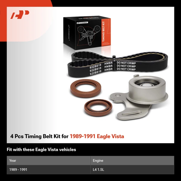 4 Pcs Timing Belt Kit for 1989-1991 Eagle Vista