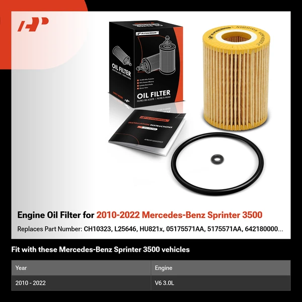 Engine Oil Filter for 2010-2022 Mercedes-Benz Sprinter 3500