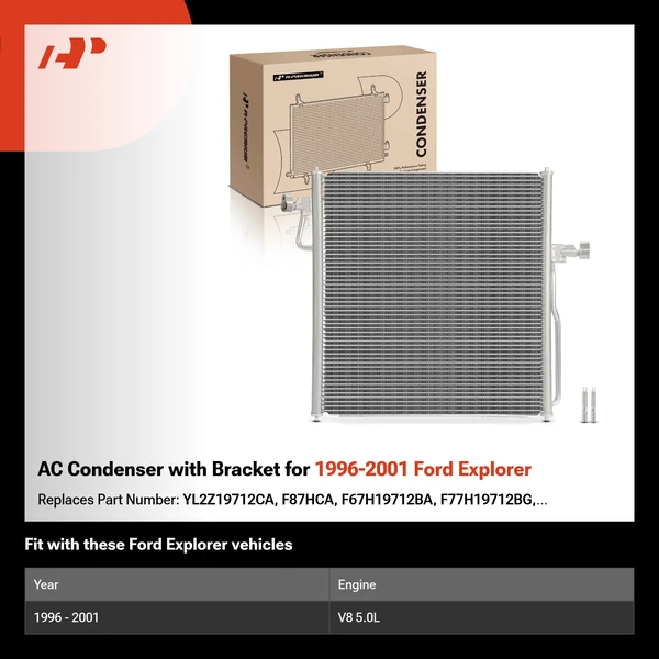 AC Condenser with Bracket for 1996-2001 Ford Explorer