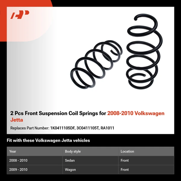 2 Pcs Front Suspension Coil Springs for 2008-2010 Volkswagen Jetta