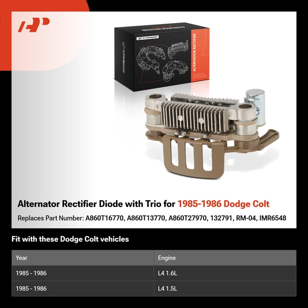 Alternator Rectifier Diode with Trio for 1985-1986 Dodge Colt