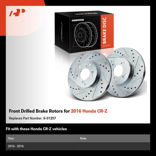 Front Drilled Brake Rotors for 2016 Honda CR-Z