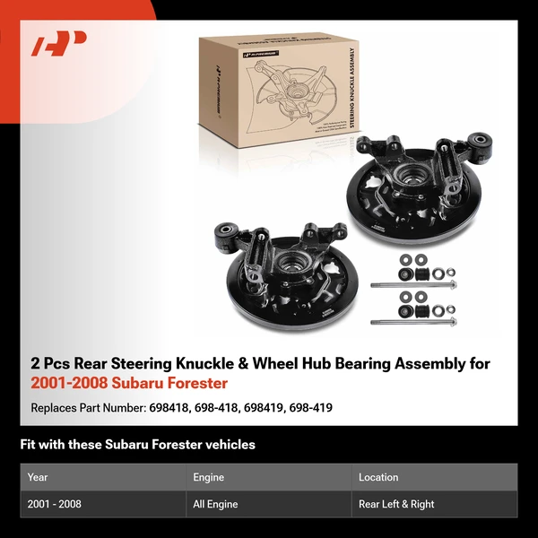 2 Pcs Rear Steering Knuckle & Wheel Hub Bearing Assembly for 2001-2008 Subaru Forester