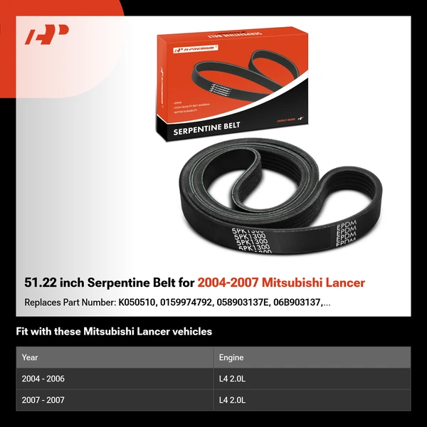 51.22 inch Serpentine Belt for 2004-2007 Mitsubishi Lancer