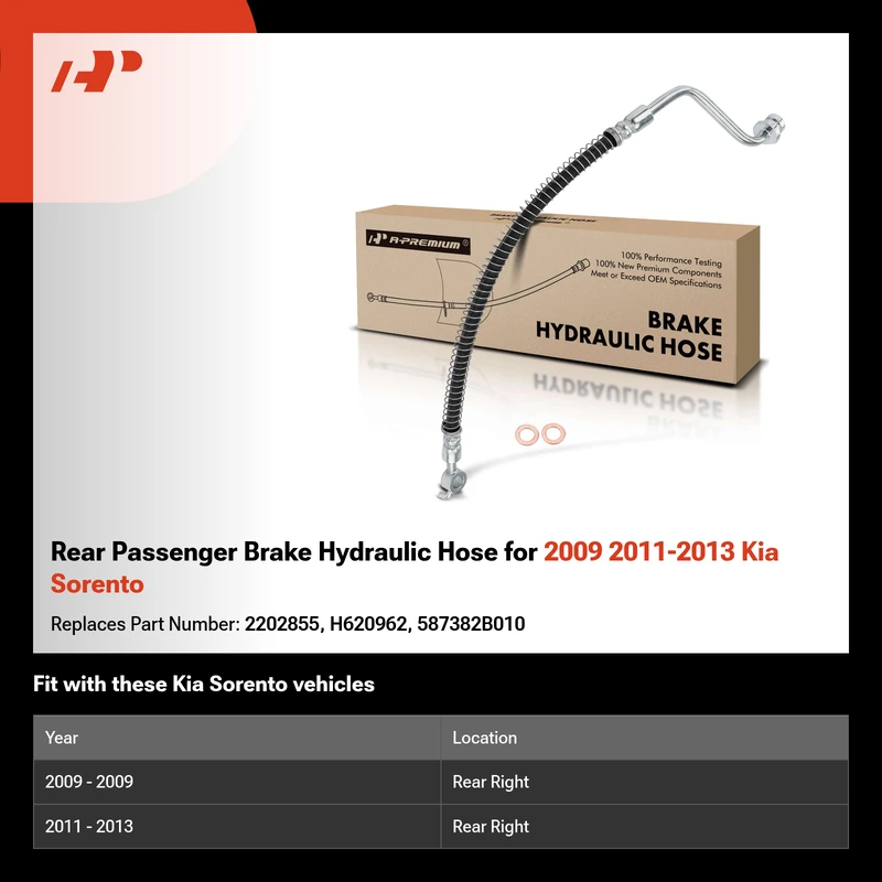 Rear Passenger Brake Hydraulic Hose for 2009 2011-2013 Kia Sorento