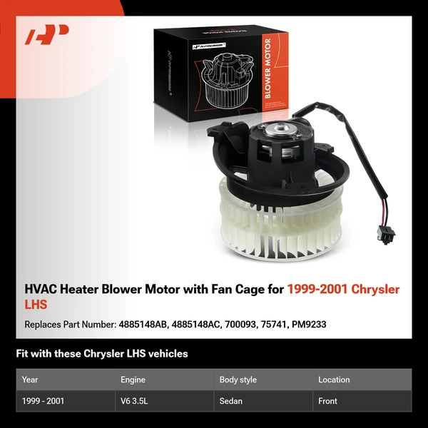 HVAC Heater Blower Motor with Fan Cage for 1999-2001 Chrysler LHS