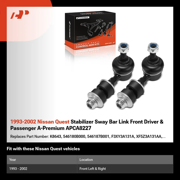 1993-2002 Nissan Quest Stabilizer Sway Bar Link Front Driver & Passenger A-Premium APCA8227