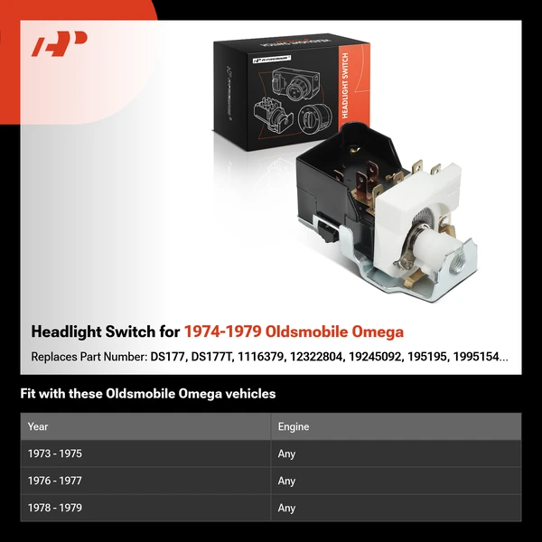 Headlight Switch for 1974-1979 Oldsmobile Omega