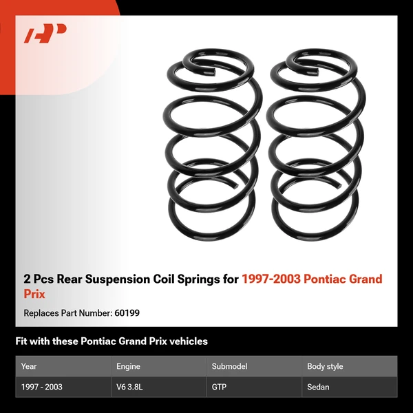2 Pcs Rear Suspension Coil Springs for 1997-2003 Pontiac Grand Prix