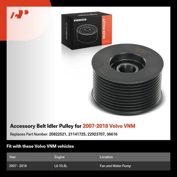 Accessory Belt Idler Pulley for 2007-2018 Volvo VNM