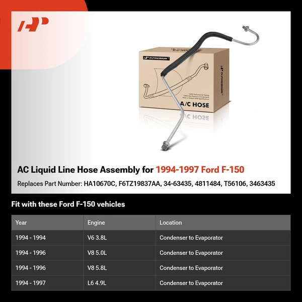 AC Liquid Line Hose Assembly for 1994-1997 Ford F-150