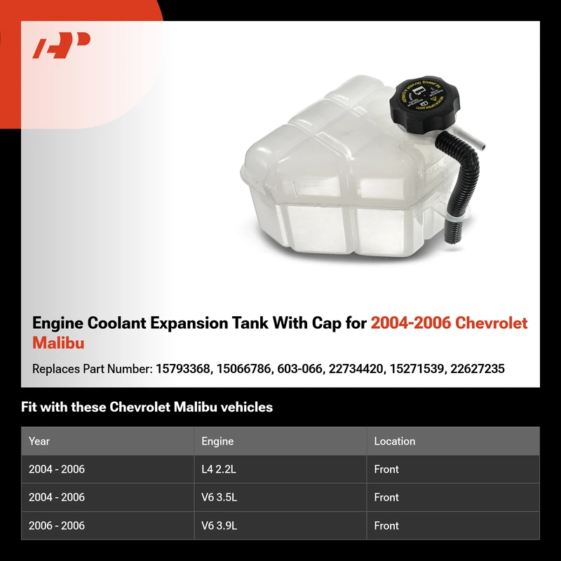 Engine Coolant Expansion Tank With Cap for 2004-2006 Chevrolet Malibu