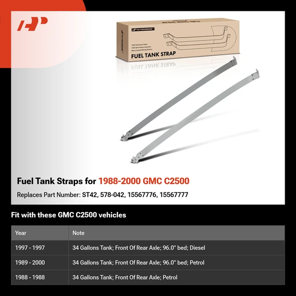 Fuel Tank Straps for 1988-2000 GMC C2500