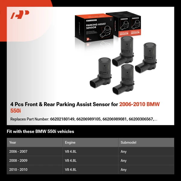 4 Pcs Front & Rear Parking Assist Sensor for 2006-2010 BMW 550i