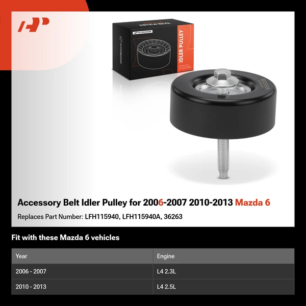 Accessory Belt Idler Pulley for 2006-2007 2010-2013 Mazda 6