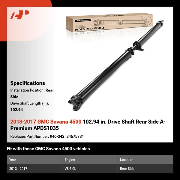 2013-2017 GMC Savana 4500 102.94 in. Drive Shaft Rear Side A-Premium APDS1035