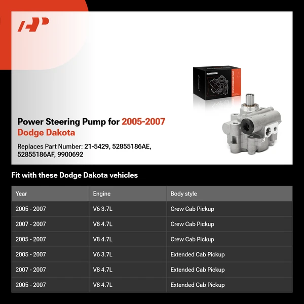 Power Steering Pump for 2005-2007 Dodge Dakota