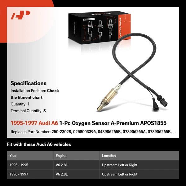 1995-1997 Audi A6 1-Pc Oxygen Sensor A-Premium APOS1855
