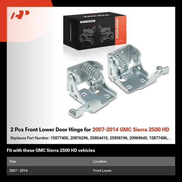 2 Pcs Front Lower Door Hinge for 2007-2014 GMC Sierra 2500 HD