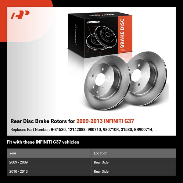 Rear Disc Brake Rotors for 2009-2013 INFINITI G37