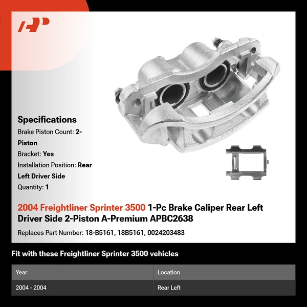 2004 Freightliner Sprinter 3500 1-Pc Brake Caliper Rear Left Driver Side 2-Piston A-Premium APBC2638