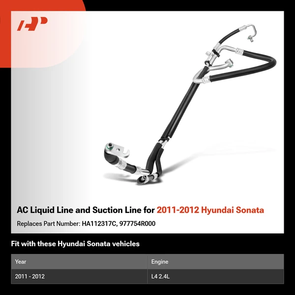 AC Liquid Line and Suction Line for 2011-2012 Hyundai Sonata