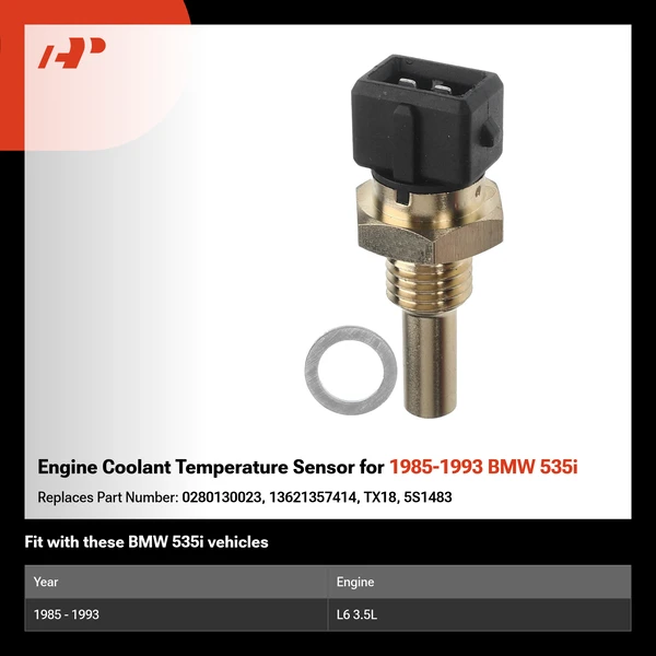 Engine Coolant Temperature Sensor for 1985-1993 BMW 535i