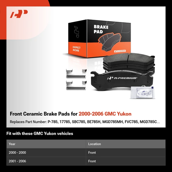 Front Ceramic Brake Pads for 2000-2006 GMC Yukon