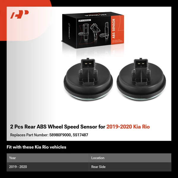 2 Pcs Rear ABS Wheel Speed Sensor for 2019-2020 Kia Rio