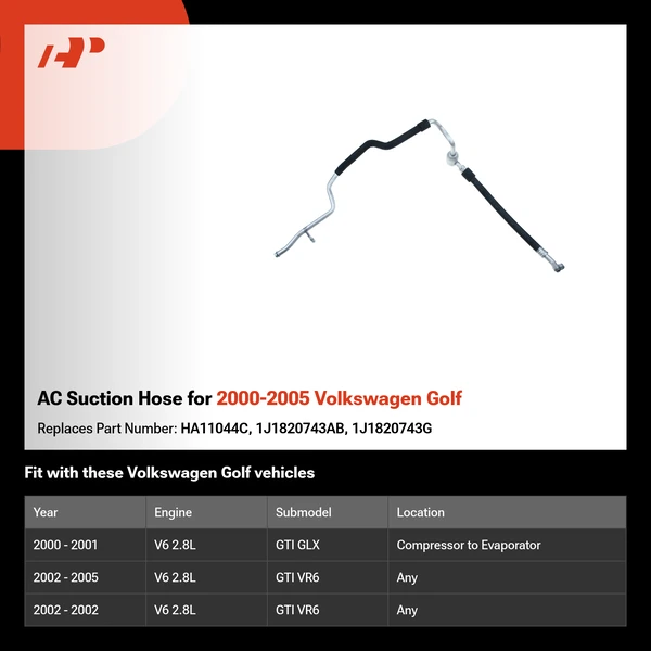 AC Suction Hose for 2000-2005 Volkswagen Golf