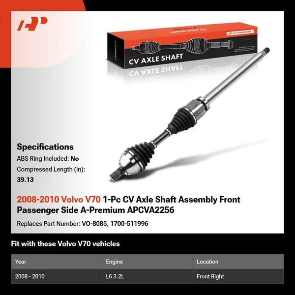 2008-2010 Volvo V70 1-Pc CV Axle Shaft Assembly Front Passenger Side A-Premium APCVA2256
