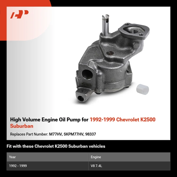 High Volume Engine Oil Pump for 1992-1999 Chevrolet K2500 Suburban