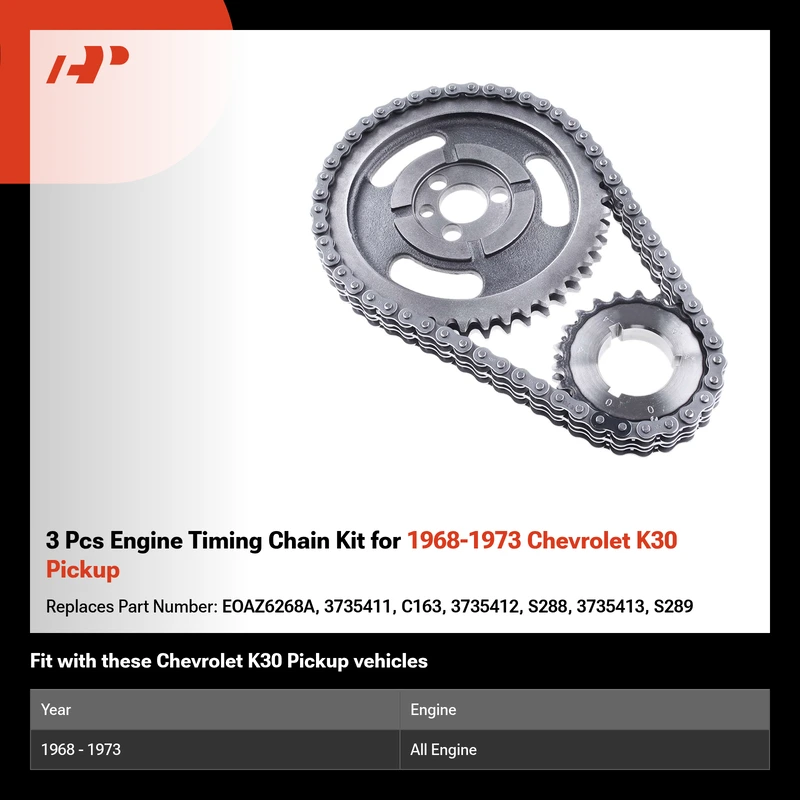 3 Pcs Engine Timing Chain Kit for 1968-1973 Chevrolet K30 Pickup